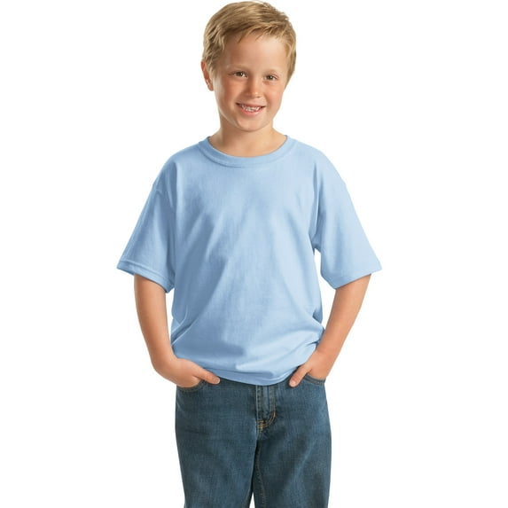 Gildan Boy's 100 Percent Cotton Short Sleeve Taped Neck T-Shirt - 5000B