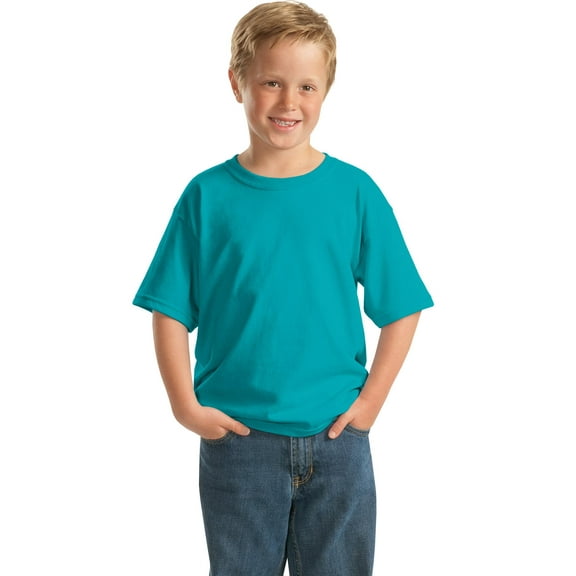 Gildan Boy's 100 Percent Cotton Short Sleeve Taped Neck T-Shirt - 5000B