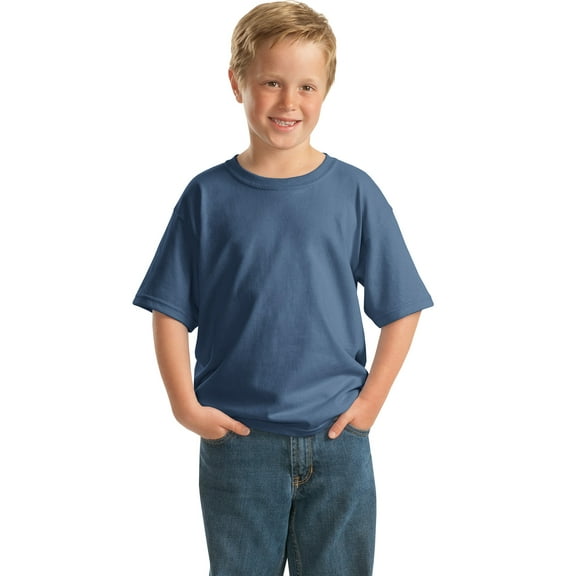 Gildan Boy's 100 Percent Cotton Short Sleeve Taped Neck T-Shirt - 5000B
