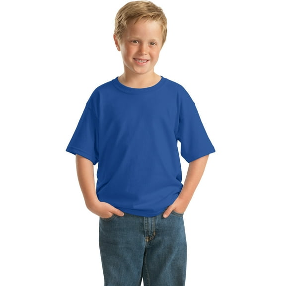 Gildan Boys 100 Percent Cotton Short Sleeve Taped Neck T-Shirt. 5000B