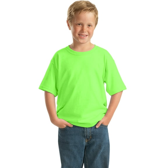 Gildan Boys 100 Percent Cotton Short Sleeve Taped Neck T-Shirt. 5000B