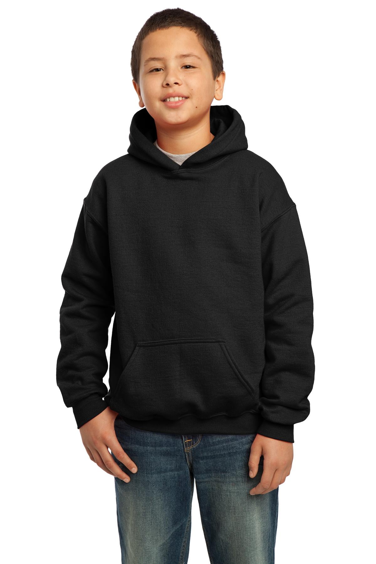 Gildan Boys Long Sleeve Front Pouch Pocket Hooded Sweatshirt. 18500B