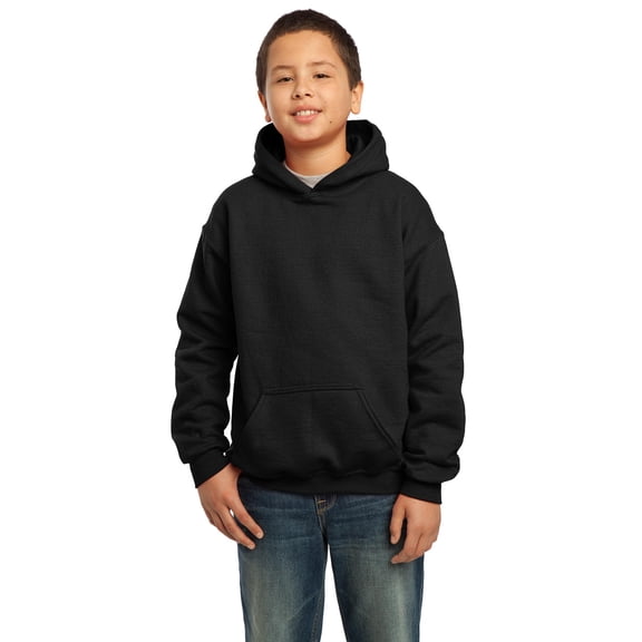 Gildan Boys Long Sleeve Front Pouch Pocket Hooded Sweatshirt. 18500B