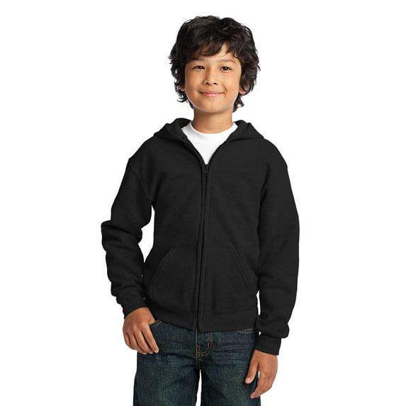 Gildan Boys Long Sleeve Full-Zip Hooded Sweatshirt. 18600B