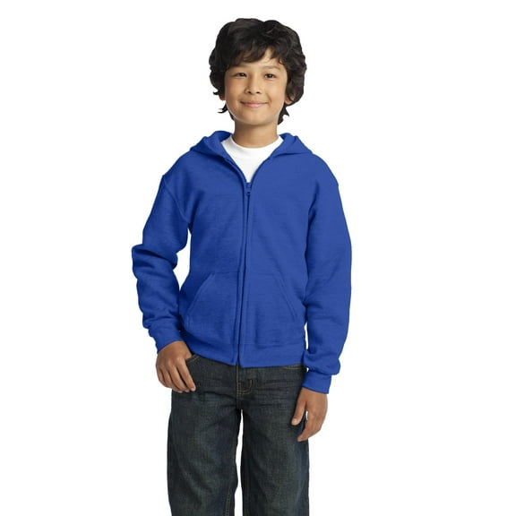 Gildan Boys Long Sleeve Full-Zip Hooded Sweatshirt. 18600B