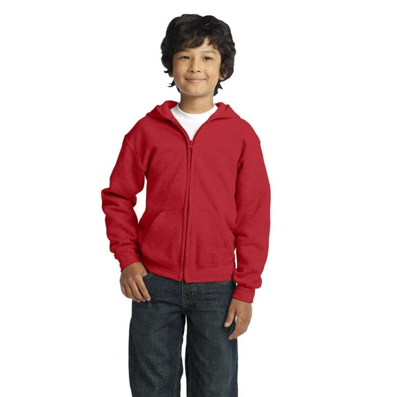 Gildan Boys Long Sleeve Full-Zip Hooded Sweatshirt. 18600B