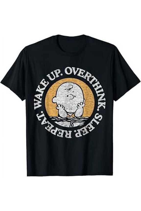 Cartoon - Charlie Wake Up Overthink Sleep Repeat Hot Trending T-Shirt Unisex S To 5Xl