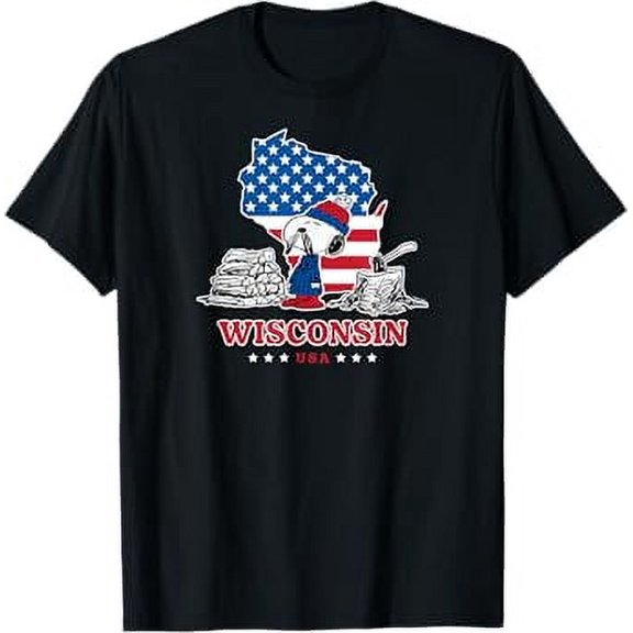 Gildan Cartoon - Pe@Nut Lumberjack Wisconsin Usa Flag Fill State Hot Trending T-Shirt Unisex S To 5Xl