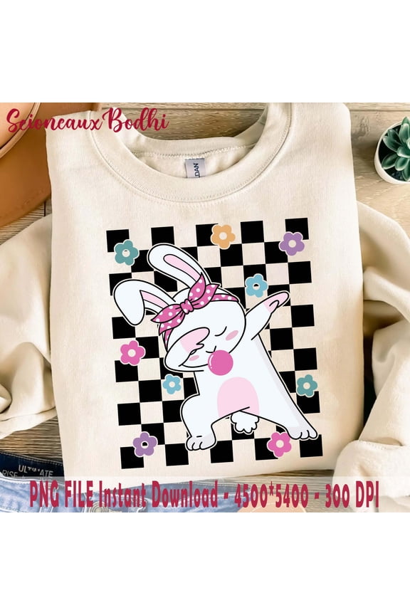 Checkered Easter t-shirt, Easter bunny t-shirt, Easter sublimation design, groovy easter t-shirt, bunny t-shirt, easter lightning bolt, easter shirt