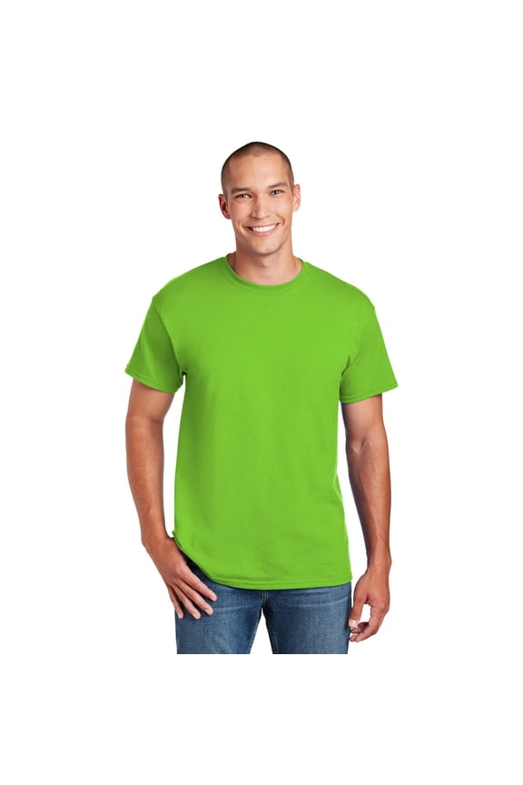 Classic Fit Men DryBlend T-Shirt, Short Sleeve Crewneck Tee, Lime, 3XL