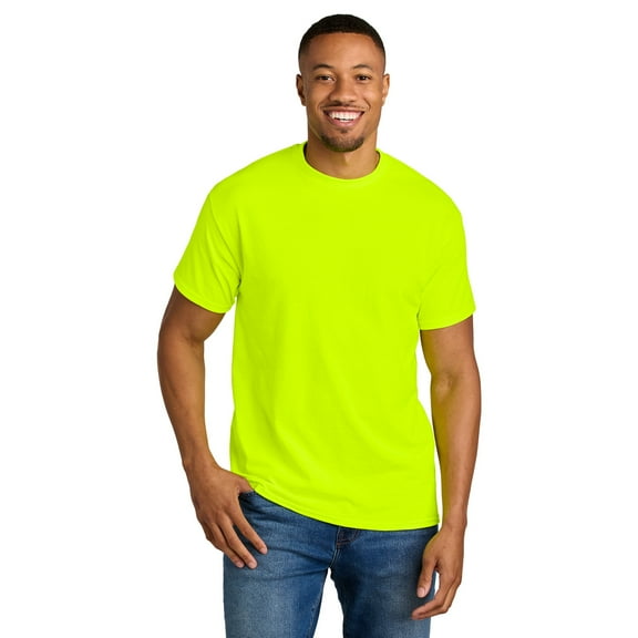 Gildan Classic Fit Men DryBlend T-Shirt, Short Sleeve Crewneck Tee, Safety Green, L