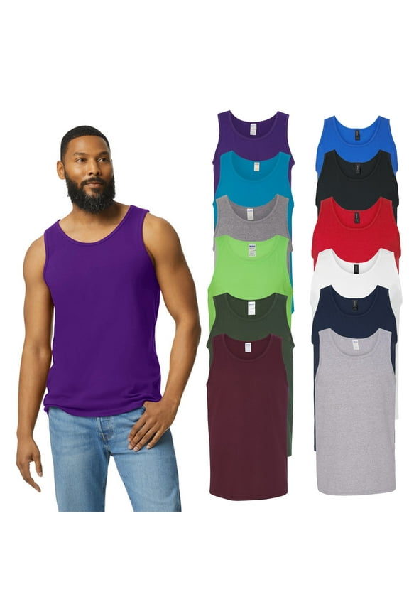 Classic Fit Men's Assorted Tank Top, Heavy Cotton Sleeveless Undershirt, 12 Pack Mix Bulk, L
