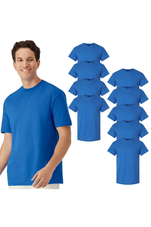 Classic Fit Men's Royal T-Shirt, Light Cotton 9 Pack Short Sleeve Crewneck Bulk Tee, XL