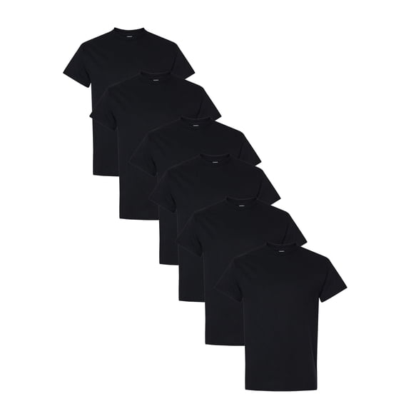 Gildan Classic Fit Men's T-Shirt, Short Sleeve Black Tee, Heavy Cotton, L, 6 Pack