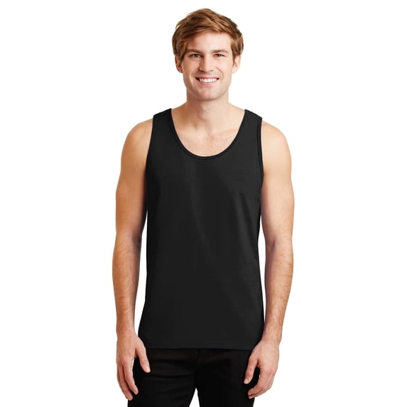 Gildan Classic Fit Tank Top for Men, Bound Neck Ultra Cotton Sleeveless Comfortable Tank, Black, M