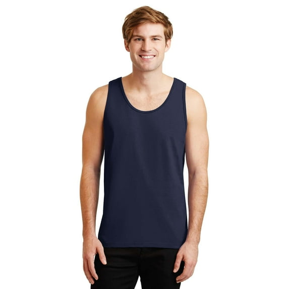 Gildan Classic Fit Tank Top for Men, Bound Neck Ultra Cotton Sleeveless Comfortable Tank, Navy, S