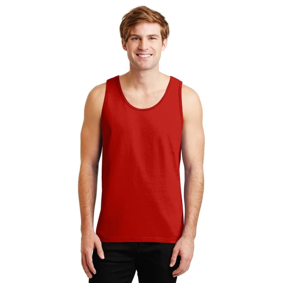 Gildan Classic Fit Tank Top for Men, Bound Neck Ultra Cotton Sleeveless Comfortable Tank, Red, XL