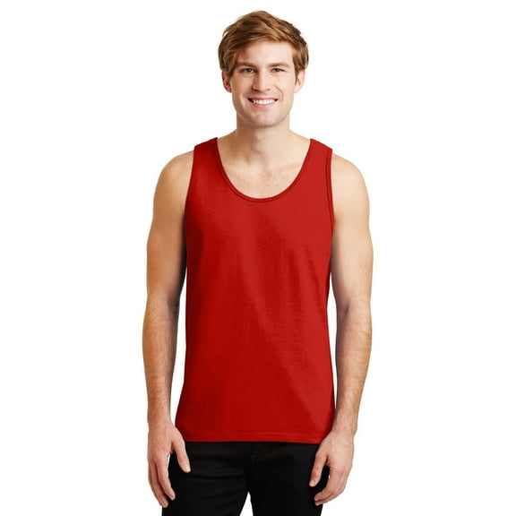 Gildan Classic Fit Tank Top for Men, Bound Neck Ultra Cotton Sleeveless Comfortable Tank, Red, XL