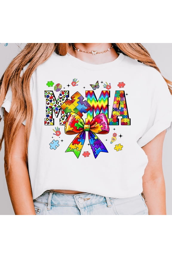 Coquette Bow Autism Mama Shirt, Autism Mom Sweatshirt, Mother's Day Shirt, Gift For Mom, Autism Puzzle Bow Shirt, Neurodiversity Shirt