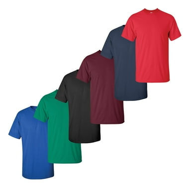 Gildan Cotton T Shirt for Men, Crew Neck Multi Colors | Short Sleeve, Pack 6 | Size – Small