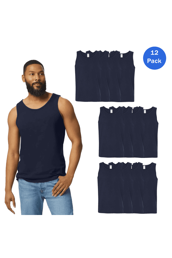 Cotton Tank Top, Navy Sleeveless T Shirts for Men 12 Pack, Breathable Muscle Tee Small