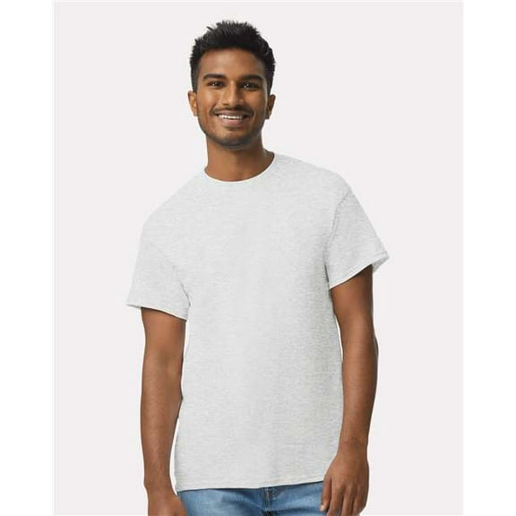 Gildan Cotton Tee Shirt for Mens Slimmer Body Lightweight Casual Crew Neck T-Shirt for Men - Ash - 5XL
