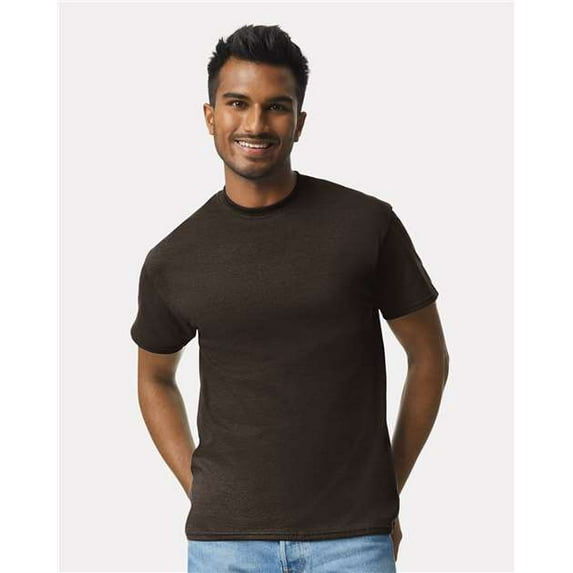 Gildan Cotton Tee Shirt for Mens Slimmer Body Lightweight Casual Crew Neck T-Shirt for Men - Dark Chocolate - XL