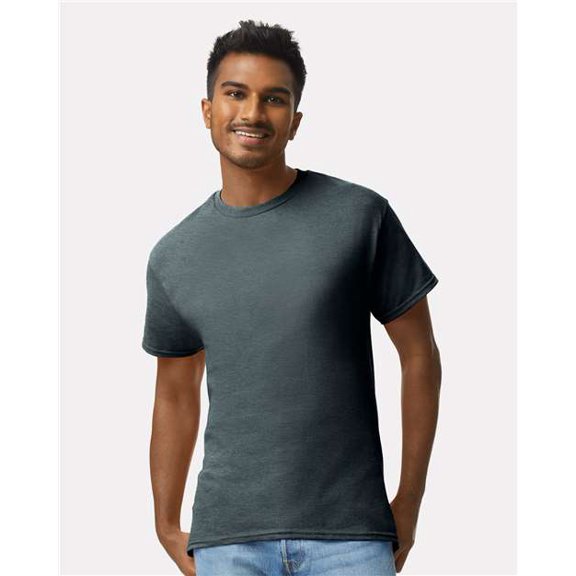 Gildan Cotton Tee Shirt for Mens Slimmer Body Lightweight Casual Crew Neck T-Shirt for Men - Dark Heather - 3XL