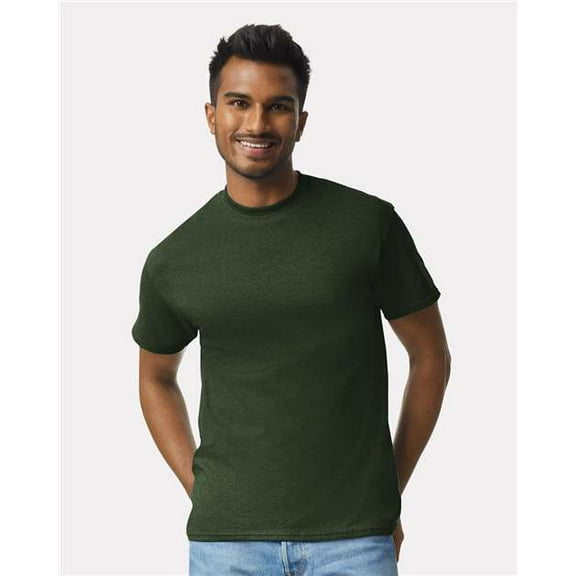 Gildan Cotton Tee Shirt for Mens Slimmer Body Lightweight Casual Crew Neck T-Shirt for Men - Forest Green - 4XL