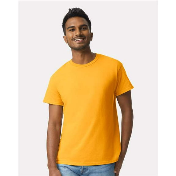 Gildan Cotton Tee Shirt for Mens Slimmer Body Lightweight Casual Crew Neck T-Shirt for Men - Gold - 3XL