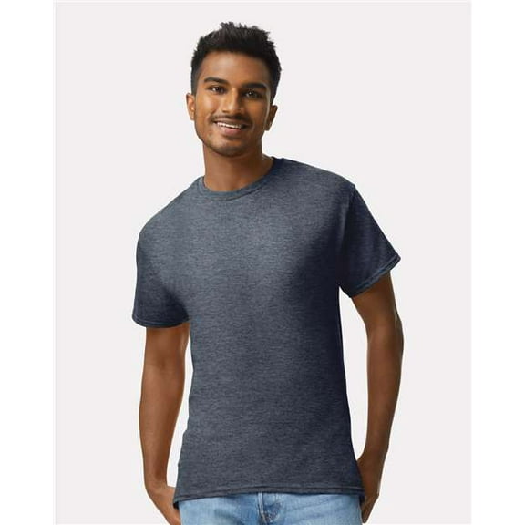Gildan Cotton Tee Shirt for Mens Slimmer Body Lightweight Casual Crew Neck T-Shirt for Men - Heathered Navy - 2XL