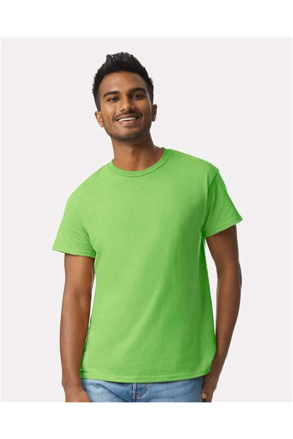 Cotton Tee Shirt for Mens Slimmer Body Lightweight Casual Crew Neck T-Shirt for Men - Lime - 2XL