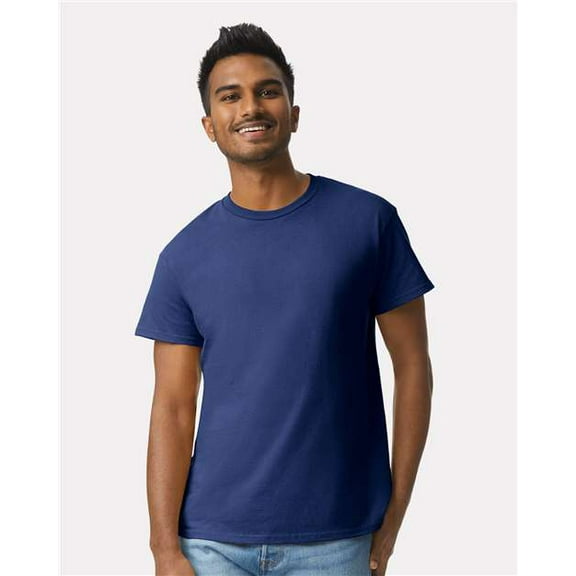 Gildan Cotton Tee Shirt for Mens Slimmer Body Lightweight Casual Crew Neck T-Shirt for Men - Metro Blue - 3XL
