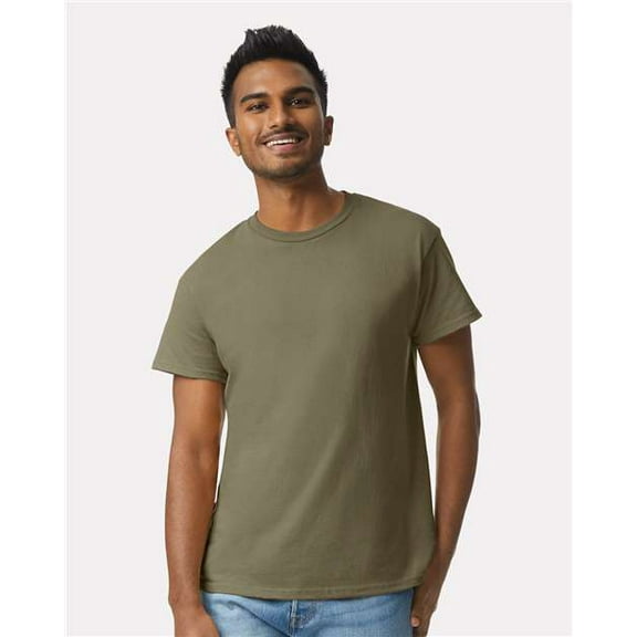 Gildan Cotton Tee Shirt for Mens Slimmer Body Lightweight Casual Crew Neck T-Shirt for Men - Prairie Dust - 2XL