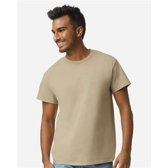 Gildan Cotton Tee Shirt for Mens Slimmer Body Lightweight Casual Crew Neck T-Shirt for Men - Tan - 2XL