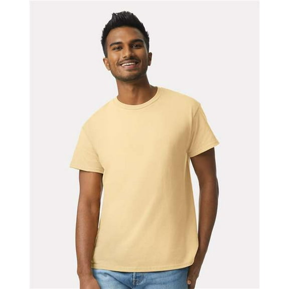 Gildan Cotton Tee Shirt for Mens Slimmer Body Lightweight Casual Crew Neck T-Shirt for Men - Vegas Gold - 2XL