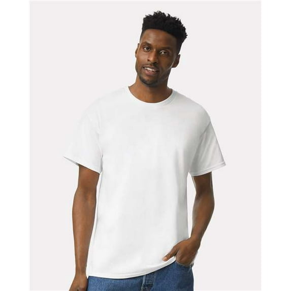 Gildan Cotton Tee Shirt for Mens Slimmer Body Lightweight Casual Crew Neck T-Shirt for Men - White - 5XL