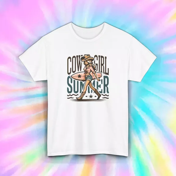 Gildan CowSummer T-Shirt S-5XL Retro Western CowSurfing Graphic Gift Tee Gift for Men Women Unisex Tee
