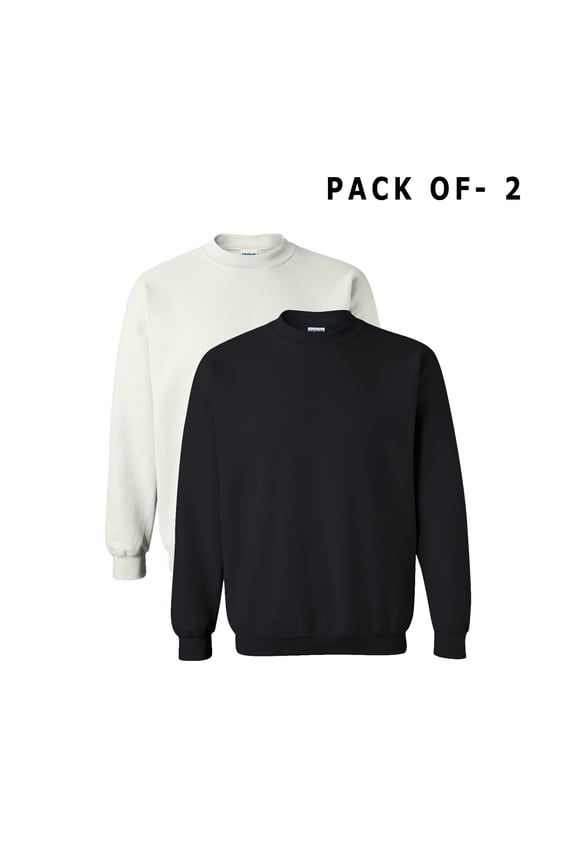 Crewneck Assorted Sweatshirt in Bulk, Pack 2 | Men, Women XL Size Casual Long Sleeve Mix Color Fleece Feel Sweatshirt, 50/50 Cotton/Polyester