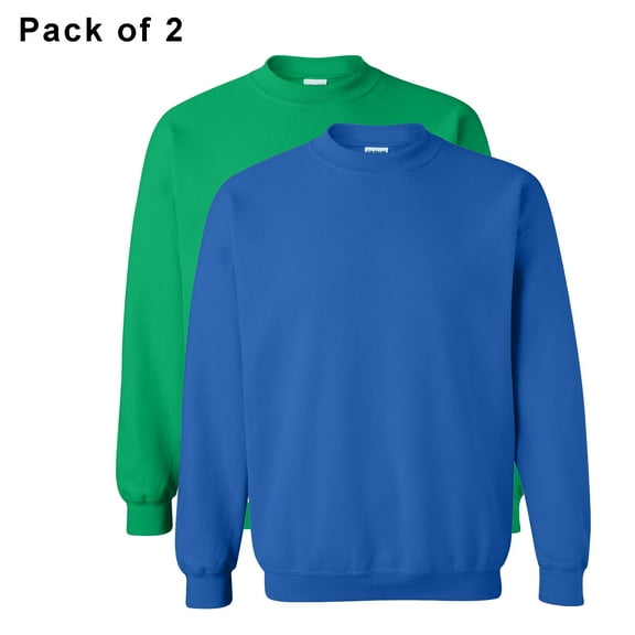 Gildan Crewneck Fleece Sweatshirt for Unisex - 18000 | Heavy Blend Pullover 50/50 Cotton/Polyester Color of Irish Green and Royal Casual Sweatshirt, 8oz Pack of 2 Size S