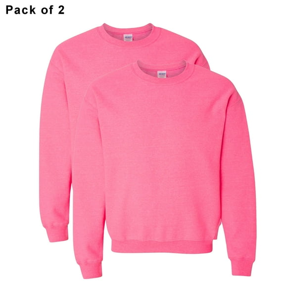Gildan- Crewneck Fleece Sweatshirt for Unisex | Pullover Fleece Comfort Heavy Blend Warmth Casual Sweater, 8oz, 50/50 Cotton/Polyester, Color Safety Pink, Size S , 2 Pack