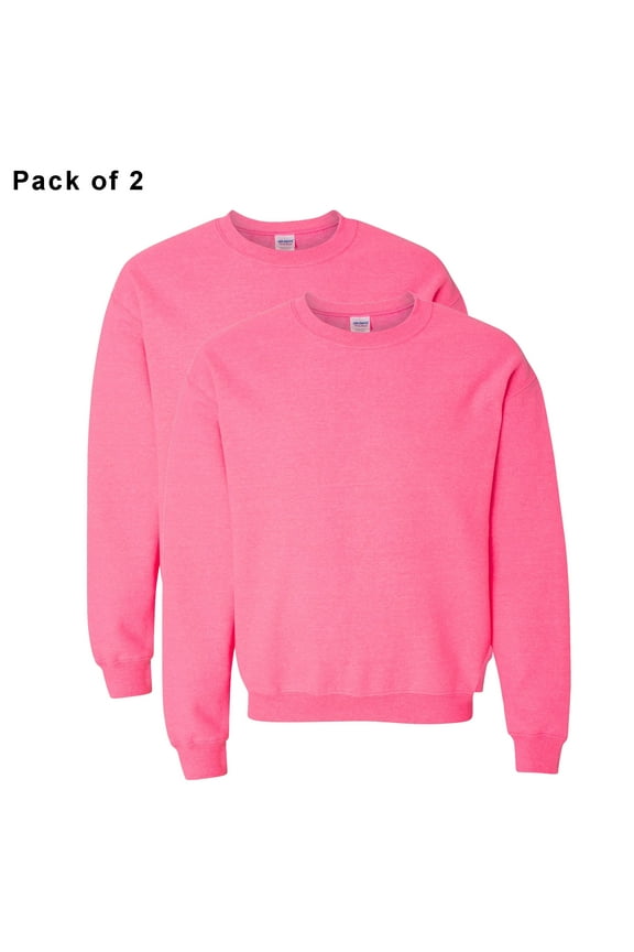 - Crewneck Fleece Sweatshirt for Unisex | Pullover Fleece Comfort Heavy Blend Warmth Casual Sweater, 8oz, 50/50 Cotton/Polyester, Color Safety Pink, Size S , 2 Pack