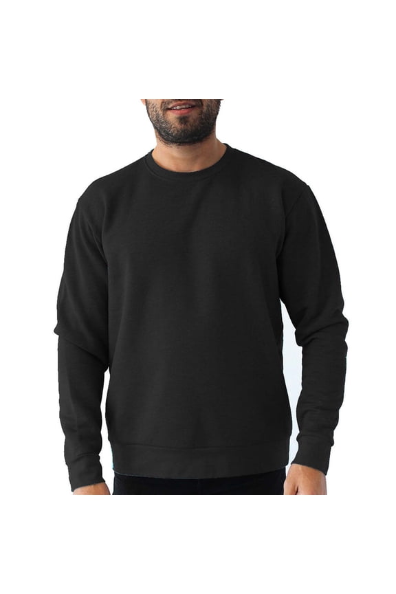 Men's Heavy Blend Fleece Crewneck Sweatshirt Pullover Fleece in Black up to Size S
