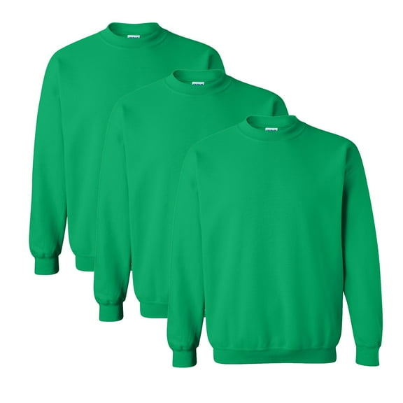 Gildan Crewneck Sweatshirt for Mens: Classic Soft Fleece Pullover for Everyday Wear in Irish Green,8 oz. 50/50 Cotton/Polyester - 3 Pack, Size S