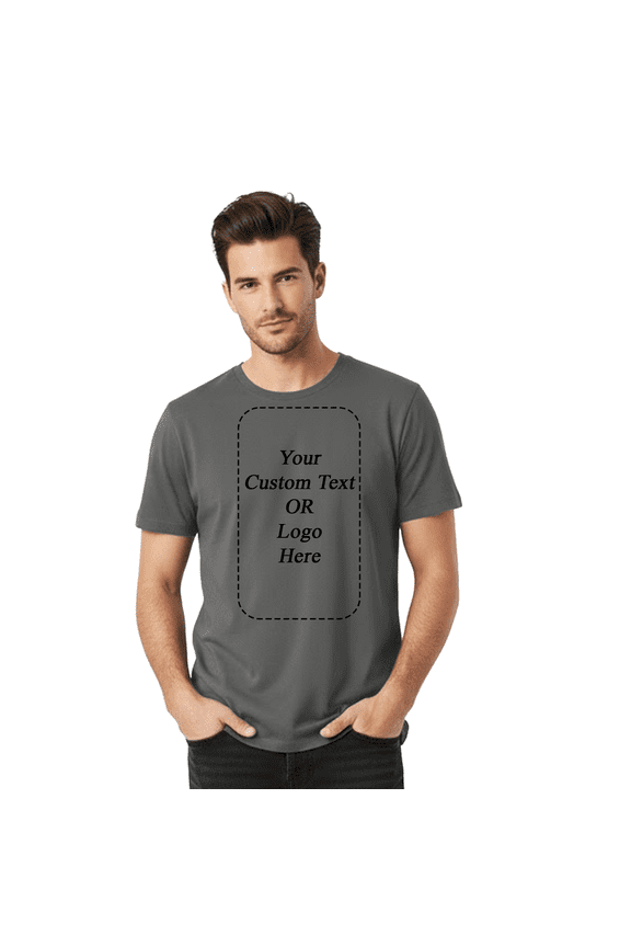 Custom T-Shirt, Personalized Logo, Text or Picture Tee for Business, Events or Gifts, Charcoal Tee, L