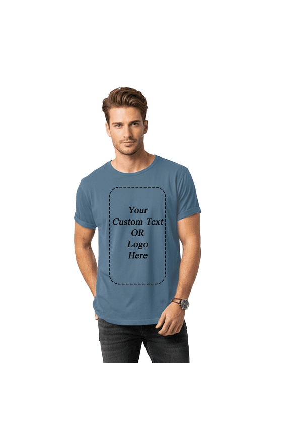 Custom T-Shirt, Personalized Logo, Text or Picture Tee for Business, Events or Gifts, Indigo Blue Tee, XL