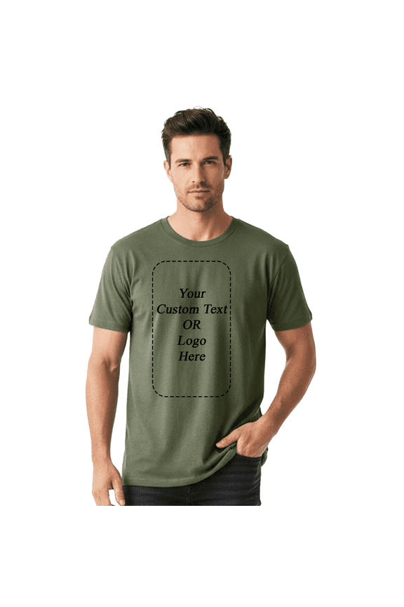 Custom T-Shirt, Personalized Logo, Text or Picture Tee for Business, Events or Gifts, Military Green Tee, S