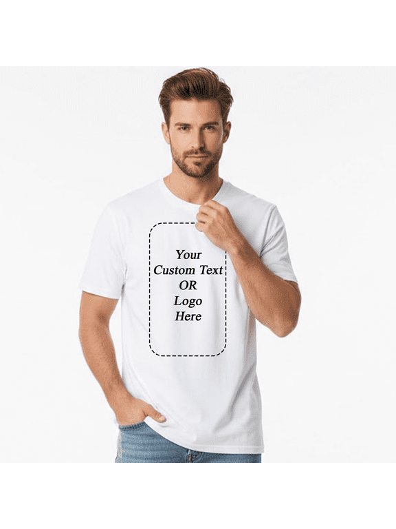 Custom T-Shirt, Personalized Logo, Text or Picture Tee for Business, Events or Gifts, White Tee, L