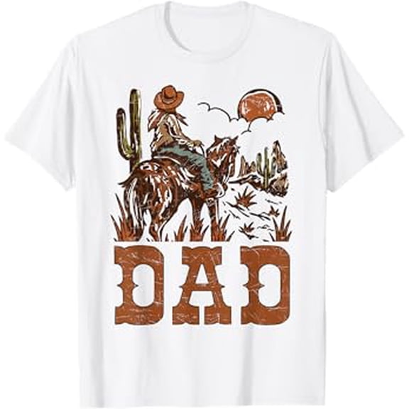 Gildan Dad Birthday Cowboy Riding Horse Western Family Matching Hot Trending T-Shirt Unisex S To 5Xl