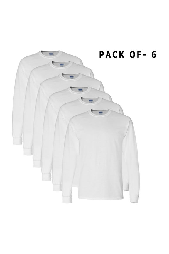 DryBlend 50/50 Long Sleeve T-Shirt for Men | 5.5 100% cotton Long Crew neck Tee | Pack of 6 | Size-XL